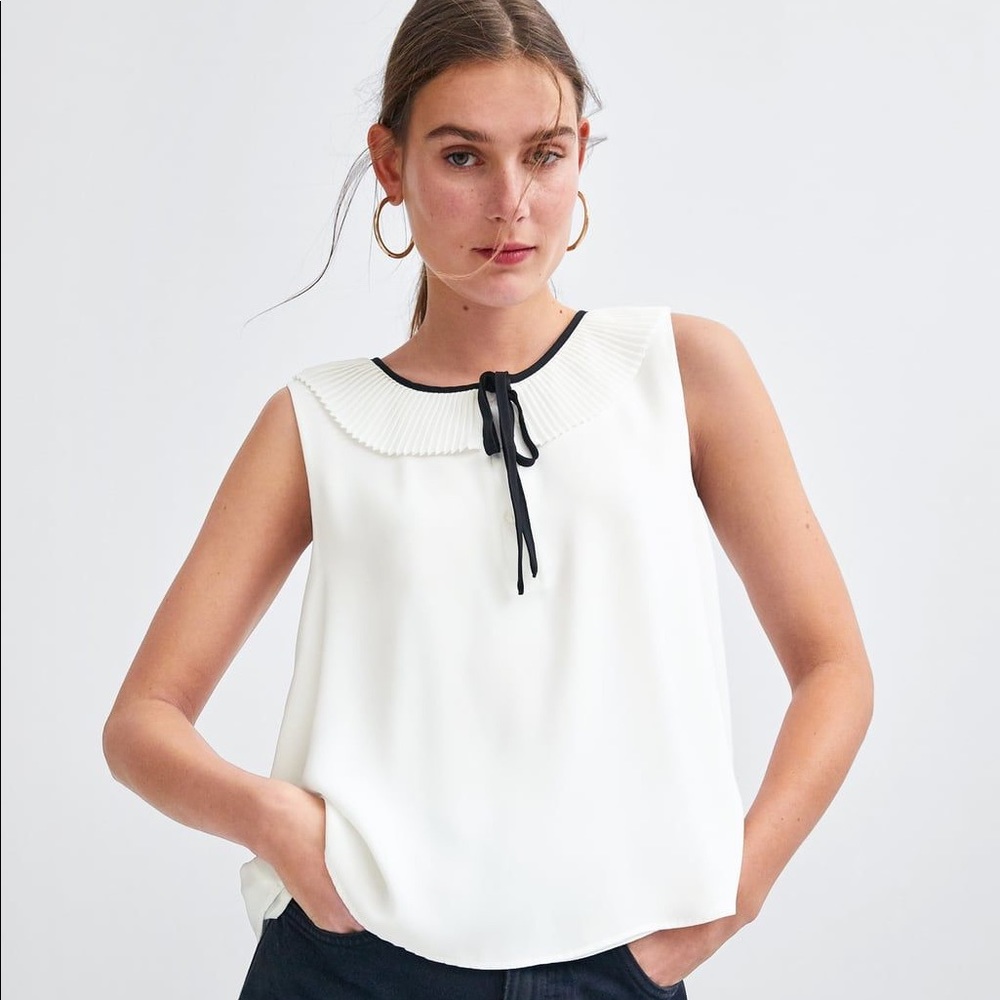 COPY - NWT Zara Pleated Collar Blouse